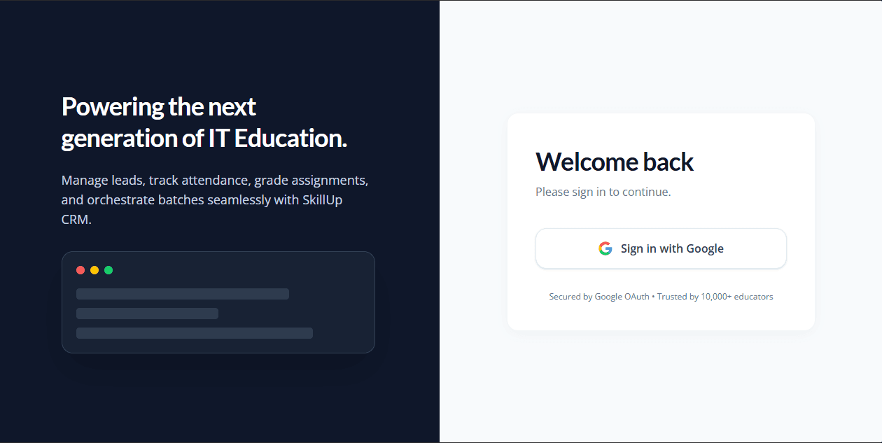 SkillUpNow dashboard interface screenshot