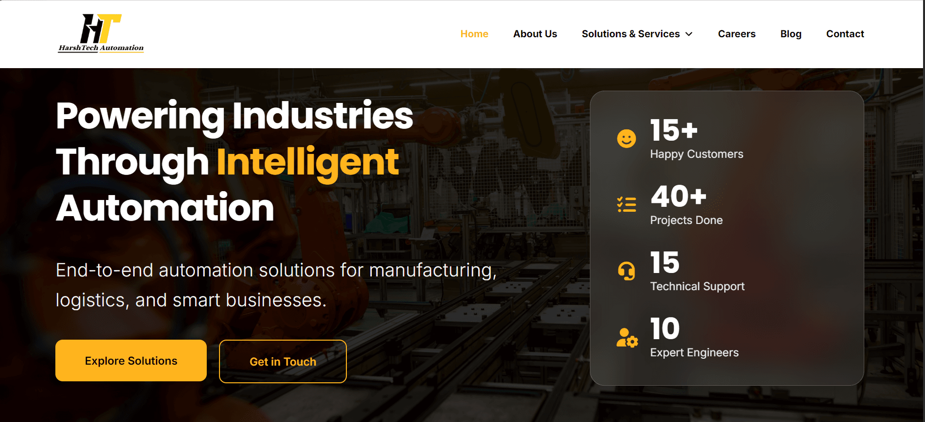 Harsh Tech Automation dashboard interface screenshot